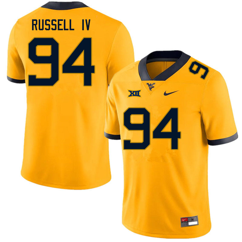 Men #94 Hammond Russell IV West Virginia Mountaineers College Football Jerseys Sale-Gold